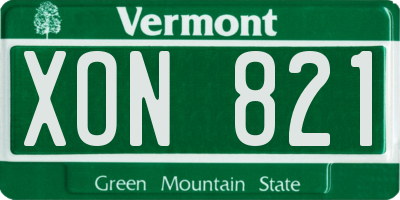 VT license plate XON821