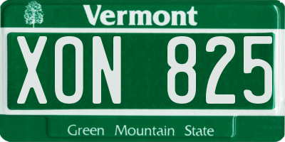 VT license plate XON825
