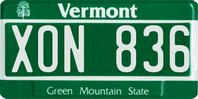 VT license plate XON836