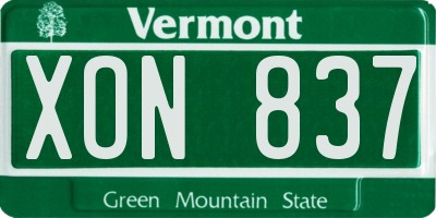 VT license plate XON837