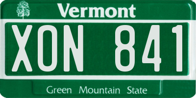 VT license plate XON841