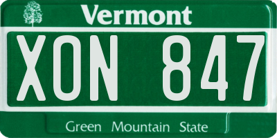 VT license plate XON847