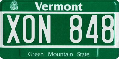 VT license plate XON848