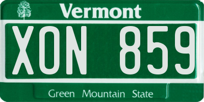 VT license plate XON859