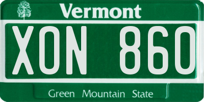 VT license plate XON860
