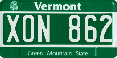 VT license plate XON862