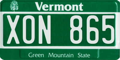 VT license plate XON865