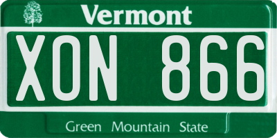 VT license plate XON866