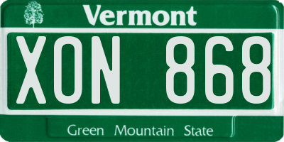 VT license plate XON868