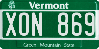 VT license plate XON869