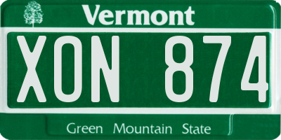 VT license plate XON874