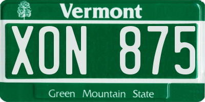VT license plate XON875