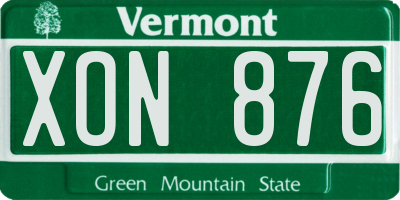 VT license plate XON876