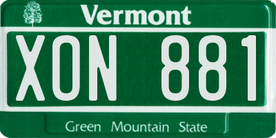 VT license plate XON881