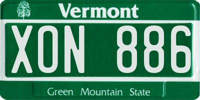 VT license plate XON886