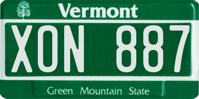 VT license plate XON887