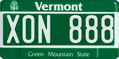 VT license plate XON888