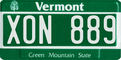 VT license plate XON889