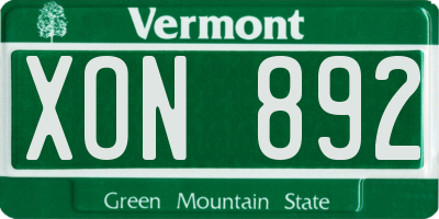 VT license plate XON892