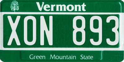 VT license plate XON893
