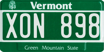 VT license plate XON898
