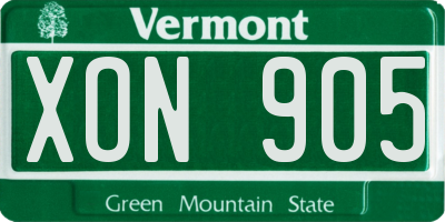 VT license plate XON905