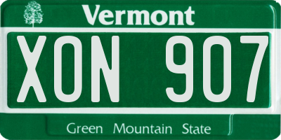 VT license plate XON907