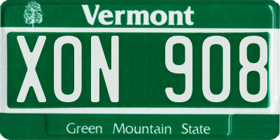 VT license plate XON908