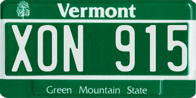 VT license plate XON915