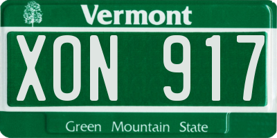 VT license plate XON917