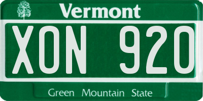 VT license plate XON920