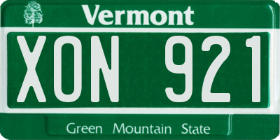 VT license plate XON921