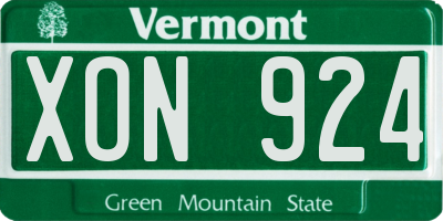 VT license plate XON924
