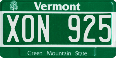 VT license plate XON925