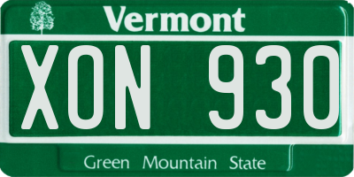 VT license plate XON930