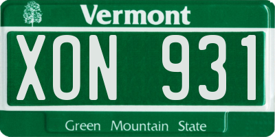 VT license plate XON931