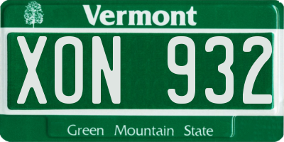 VT license plate XON932
