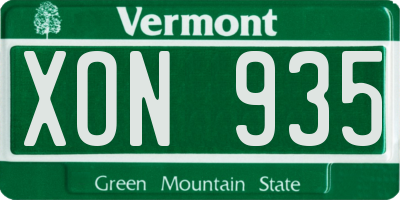 VT license plate XON935