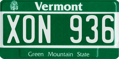 VT license plate XON936