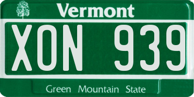VT license plate XON939