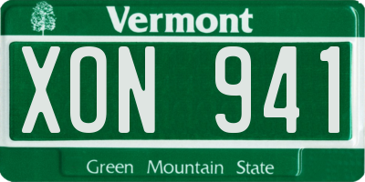 VT license plate XON941