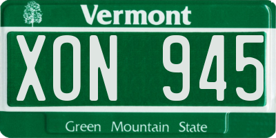 VT license plate XON945