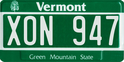 VT license plate XON947