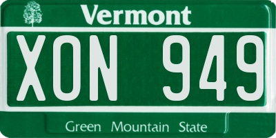 VT license plate XON949