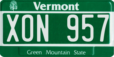 VT license plate XON957