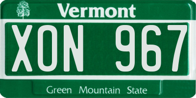 VT license plate XON967