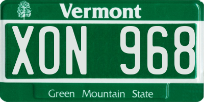 VT license plate XON968
