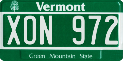 VT license plate XON972