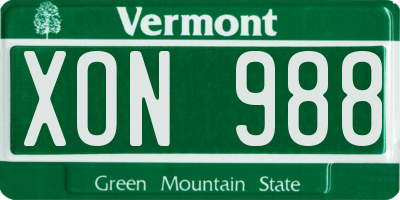 VT license plate XON988