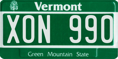 VT license plate XON990